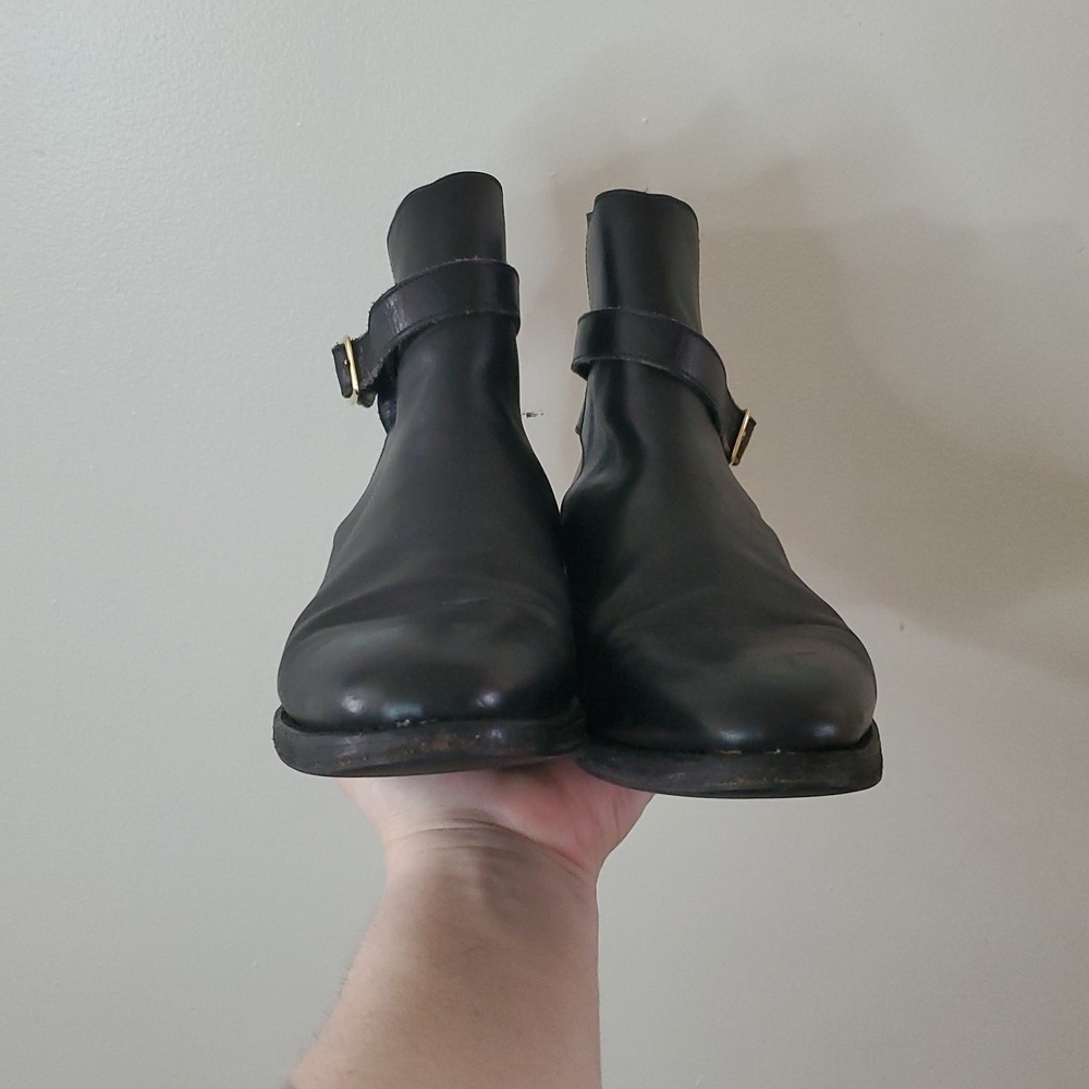 Ypson's Womens Boots Size 39.5 JODHPUR Black Leather Buckle Strap Goodyear Welt - Picture 6 of 13